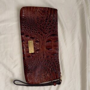 Brahmin Brown Croc-Embossed Wristlet